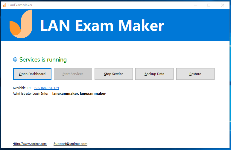 LAN Exam System service manage screenshot