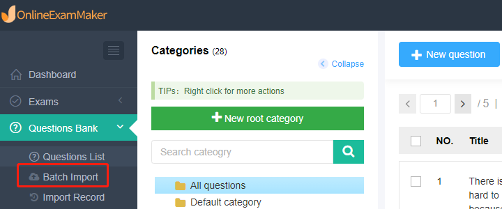 How To Batch Import Questions To The Question Bank Online Exam Maker