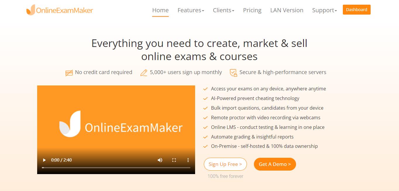 Easy-operated online exam system for conducting various exams online.