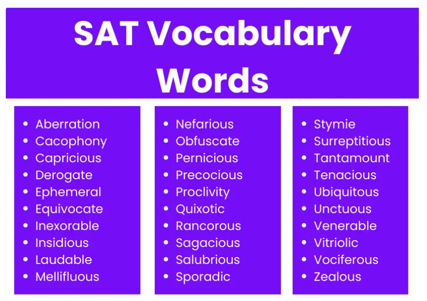 20 SAT Vocabulary Quiz Questions and Answers